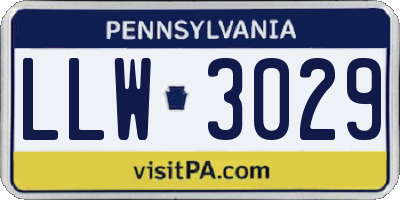 PA license plate LLW3029