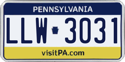PA license plate LLW3031