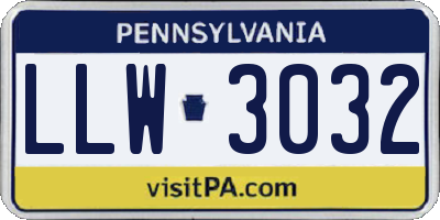 PA license plate LLW3032