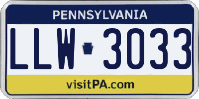 PA license plate LLW3033