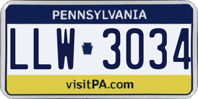 PA license plate LLW3034
