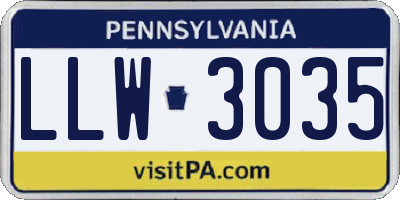PA license plate LLW3035