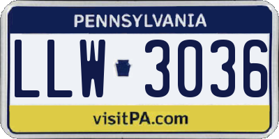 PA license plate LLW3036