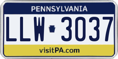 PA license plate LLW3037
