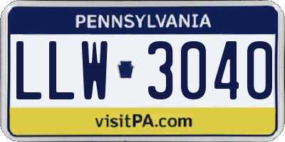 PA license plate LLW3040