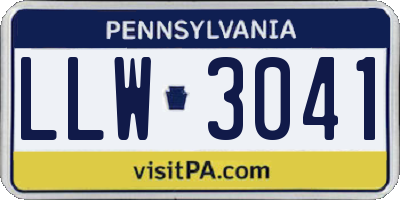 PA license plate LLW3041