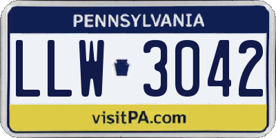 PA license plate LLW3042