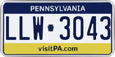PA license plate LLW3043