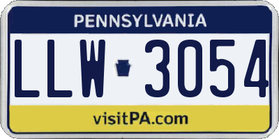 PA license plate LLW3054