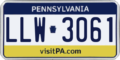 PA license plate LLW3061