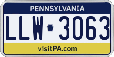 PA license plate LLW3063