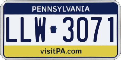 PA license plate LLW3071