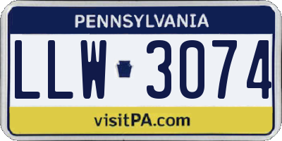PA license plate LLW3074