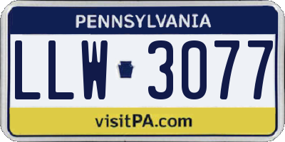 PA license plate LLW3077