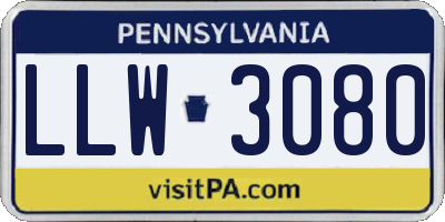 PA license plate LLW3080