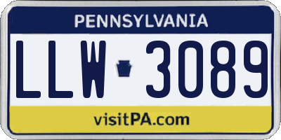 PA license plate LLW3089