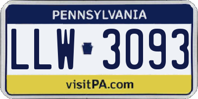 PA license plate LLW3093