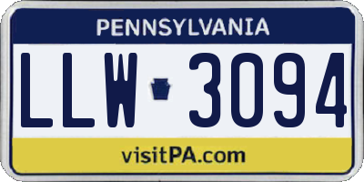 PA license plate LLW3094