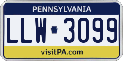 PA license plate LLW3099