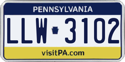 PA license plate LLW3102