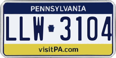 PA license plate LLW3104