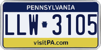 PA license plate LLW3105