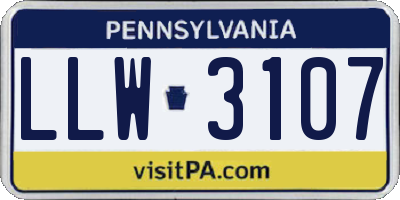 PA license plate LLW3107