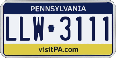 PA license plate LLW3111