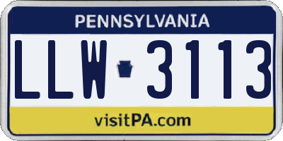 PA license plate LLW3113