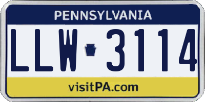 PA license plate LLW3114