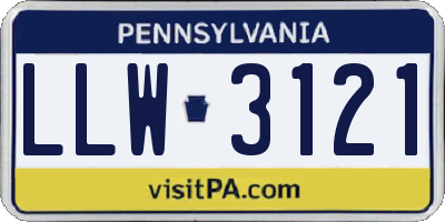 PA license plate LLW3121
