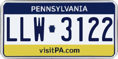PA license plate LLW3122