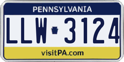 PA license plate LLW3124