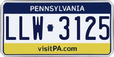 PA license plate LLW3125