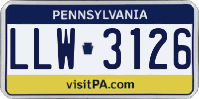 PA license plate LLW3126