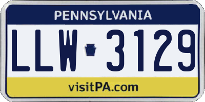 PA license plate LLW3129