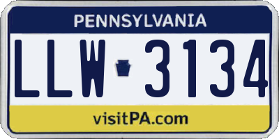PA license plate LLW3134