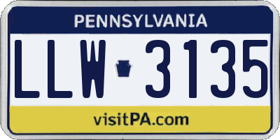 PA license plate LLW3135