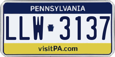 PA license plate LLW3137