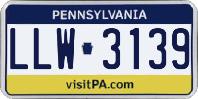 PA license plate LLW3139