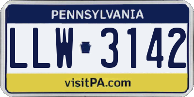 PA license plate LLW3142