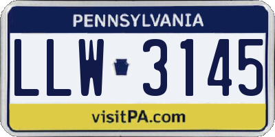 PA license plate LLW3145