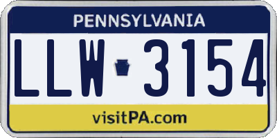 PA license plate LLW3154