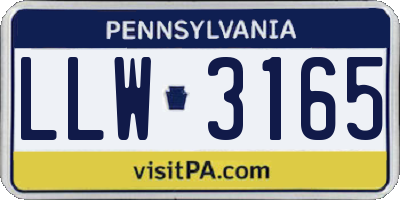 PA license plate LLW3165