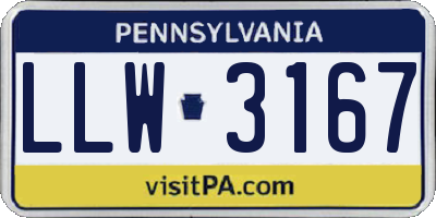 PA license plate LLW3167