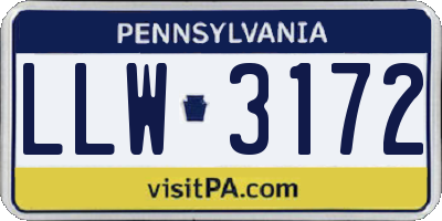PA license plate LLW3172