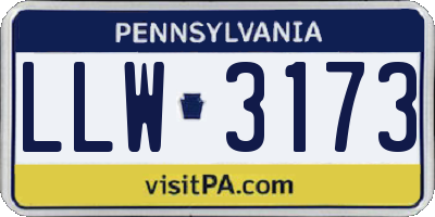 PA license plate LLW3173