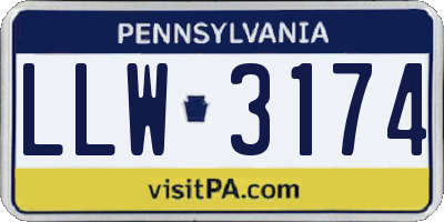 PA license plate LLW3174