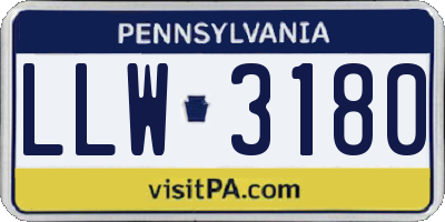PA license plate LLW3180