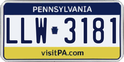 PA license plate LLW3181